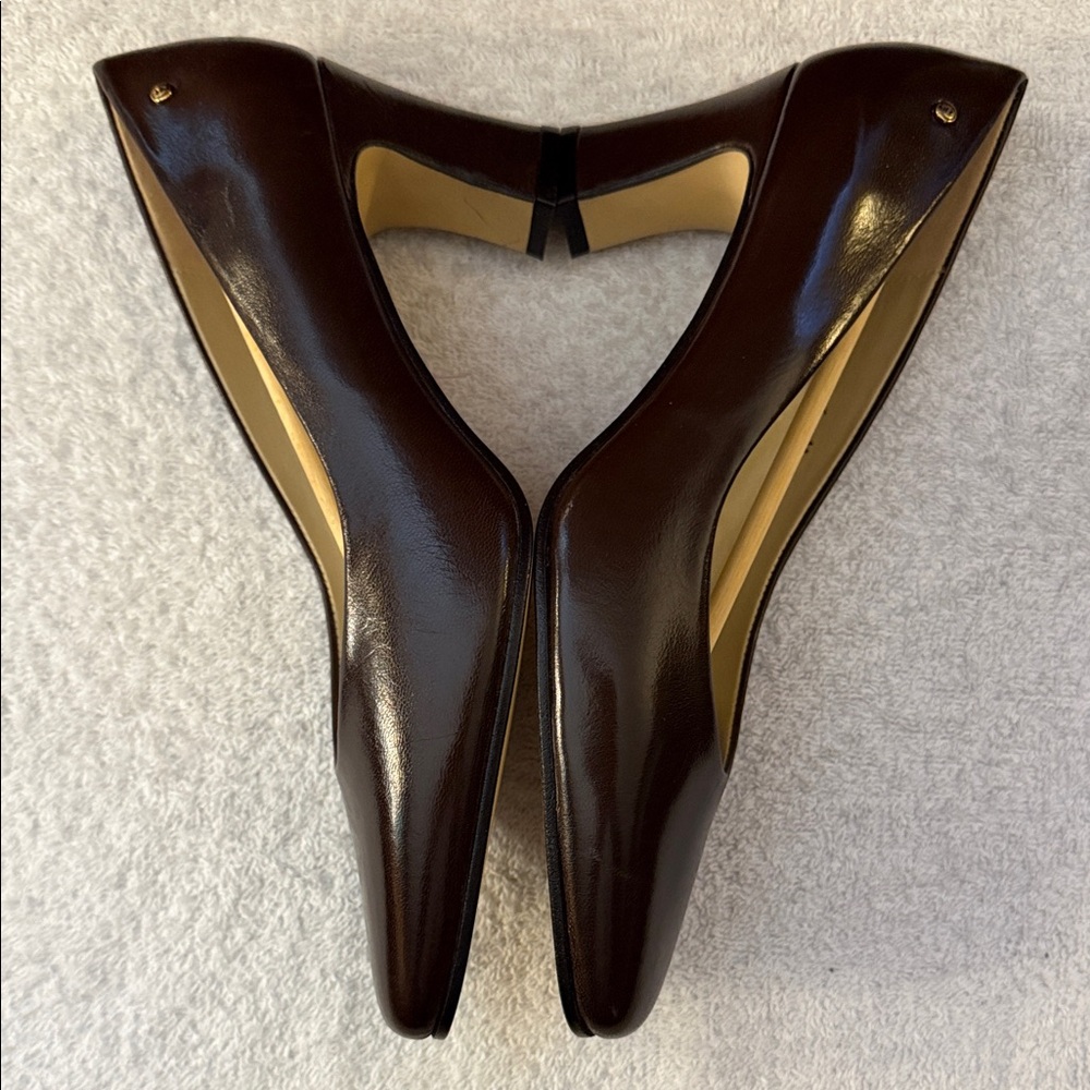NWT VTG Etienne Aigner Taylor Truffle Spain Leather Mid-Heel Pumps 90s Office - Picture 7 of 14